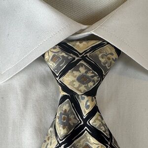 Joseph Abboud Men’s Necktie Black and Gold 100% Silk Tie Made in USA